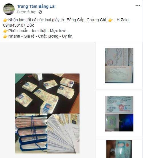 QUẢNG CÁO LÀM GPLX GIẢ