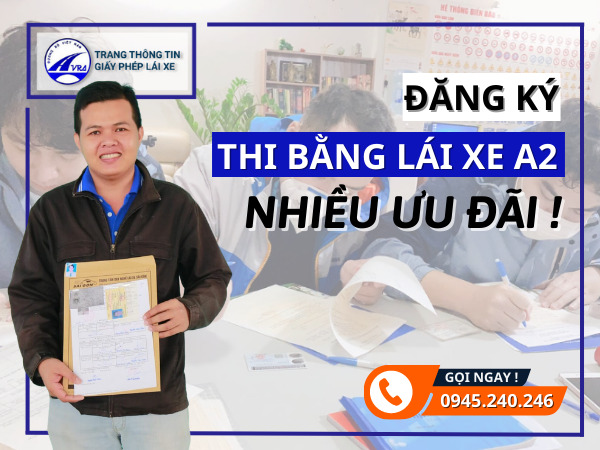 thi bằng lái xe a2 bao nhiêu tiền