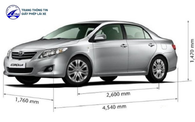 Tổng kích thước xe ô tô 5 chỗ ngồi gồm 4 yếu tố xác định