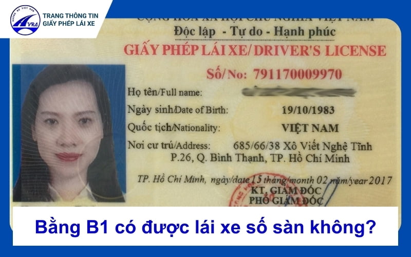 Bằng B1 có được lái xe số sàn không?