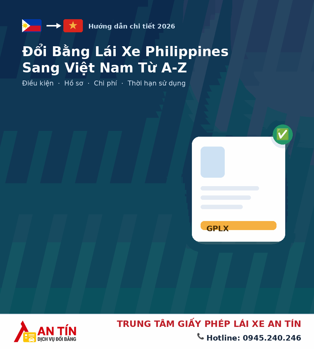 Đổi bằng lái xe Philippines sang Việt Nam