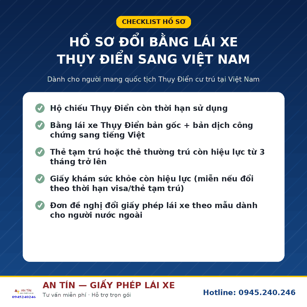 Đổi bằng lái xe Thụy Điển sang Việt Nam - thủ tục nhanh gọn 2