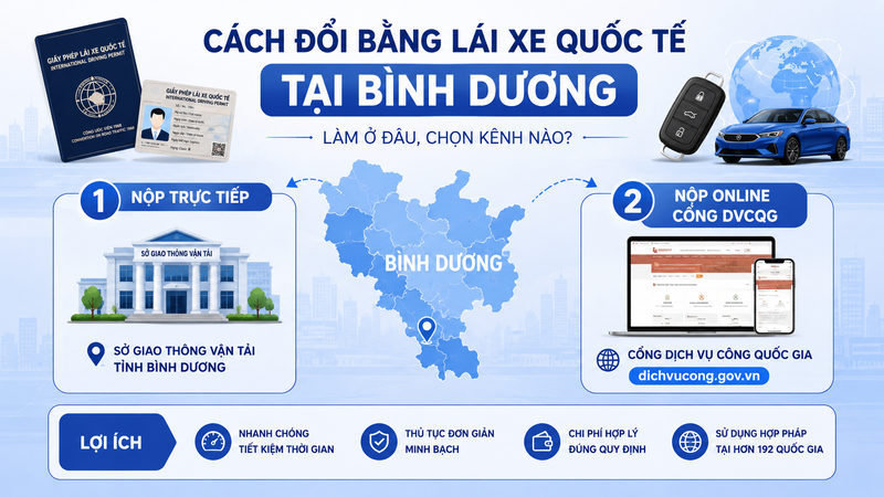 Cách đổi bằng lái xe quốc tế tại Bình Dương: làm ở đâu, chọn kênh nào?