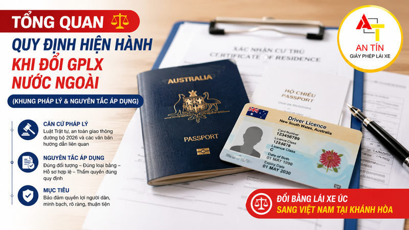 Thủ tục đổi bằng lái xe Úc sang Việt Nam tại Khánh Hòa 2 Tổng quan quy định hiện hành khi đổi GPLX nước ngoài (khung pháp lý & nguyên tắc áp dụng)