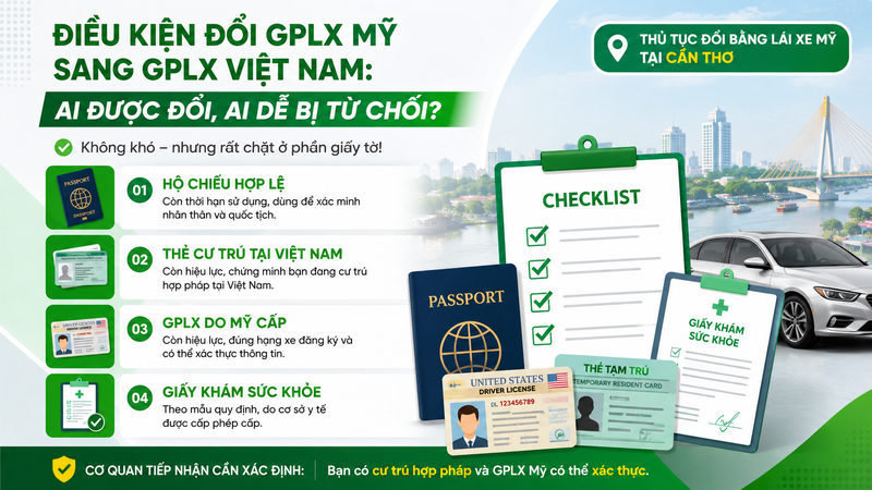 Điều kiện đổi GPLX Mỹ sang GPLX Việt Nam: ai được đổi, ai dễ bị từ chối?