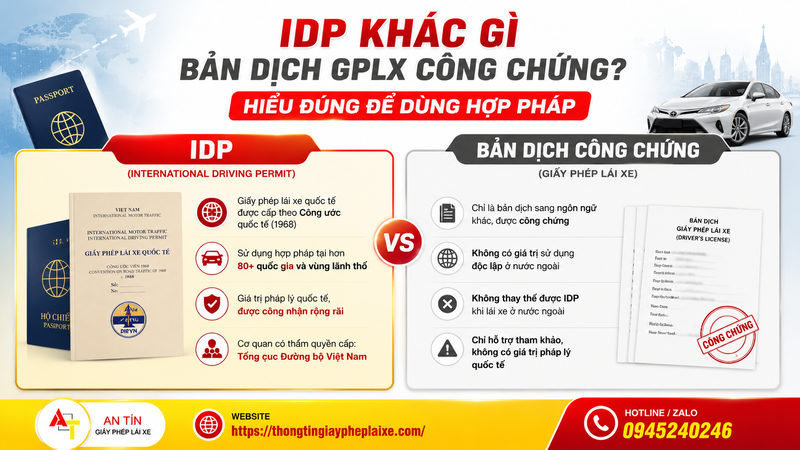 IDP khác gì bản dịch GPLX công chứng? Hiểu đúng để dùng hợp pháp