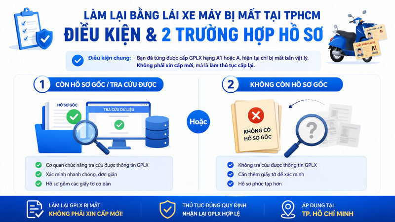 Làm lại bằng lái xe máy bị mất tại TPHCM: Thủ tục 3 Làm lại bằng lái xe máy bị mất tại TPHCM: Điều kiện và 2 trường hợp hồ sơ