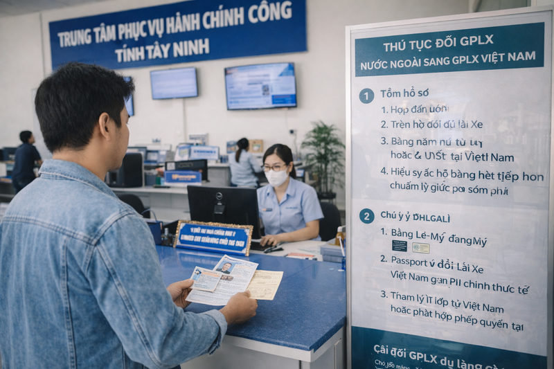 Thủ tục đổi bằng lái xe Mỹ sang Việt Nam tại Tây Ninh nộp ở đâu?