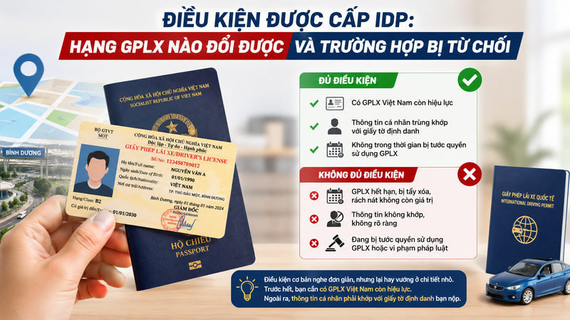 Điều kiện được cấp IDP: hạng GPLX nào đổi được và trường hợp bị từ chối