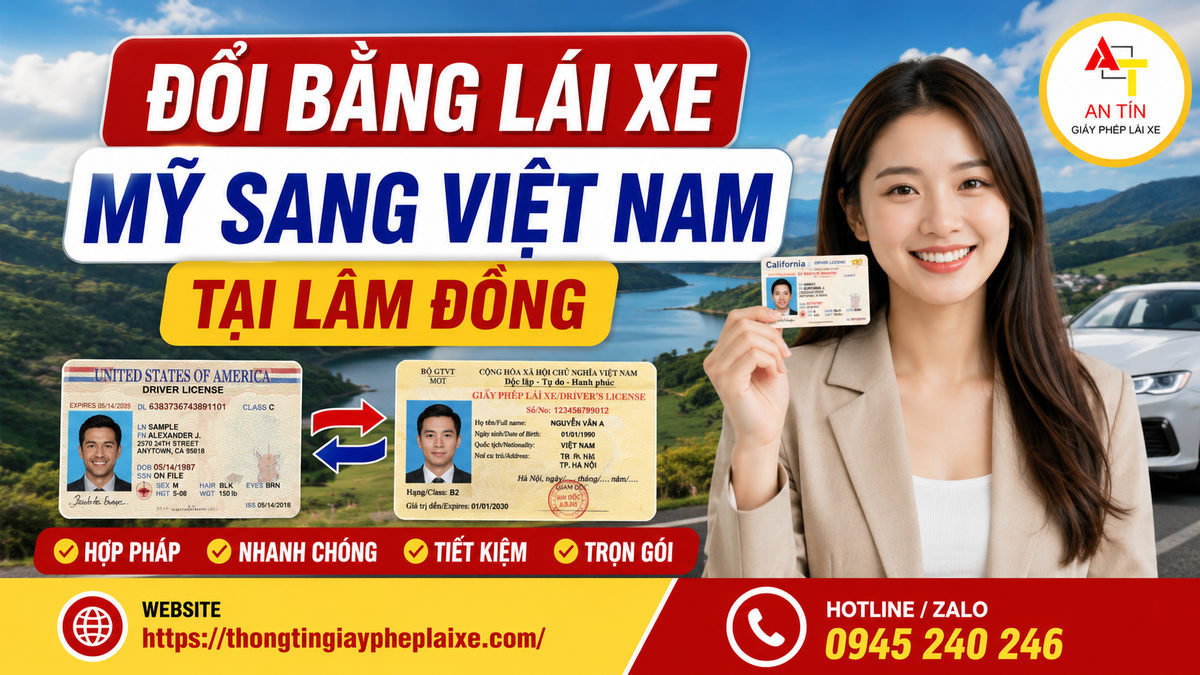 Đổi bằng lái xe Mỹ sang Việt Nam tại Lâm Đồng 2